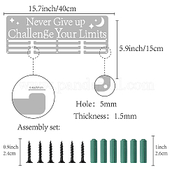 ファッション鉄メダルハンガーホルダーディスプレイウォールラック  ネジ付き  見積もり  銀  15x40cm&nbsp;ODIS-WH0023-016