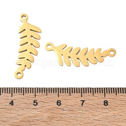 304ステンレススチールコネクタチャーム  リーフリンク  ゴールドカラー  31.5x10x1mm  穴：1.7mm&nbsp;SA-CBAE6A3-06G