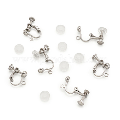 イヤリングパーツの真鍮製クリップ  プラスチック製のイヤークリップパッド付き  プラチナ  17x13.5x5mm  穴：1.2mm  30個/セット&nbsp;DIY-TA0002-20P