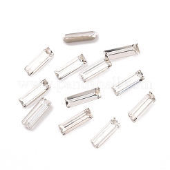 ガラスラインストーンカボション  ポインテッドバック＆シルバーバックメッキ  長方形  クリスタル  10x3x2.5mm&nbsp;GGLA-P002-10B-07
