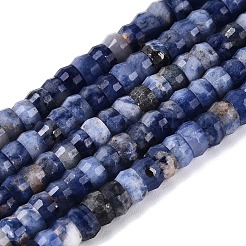 天然石ソーダライトビーズ連売り  ロンデル  多面カット  4x2~2.5mm  穴：0.7~1mm  約156~162個/連  14.76~15.16インチ（37.5~38.5cm）&nbsp;G-Q606-46A-03