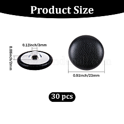 30穴PUレザーアルミボタン1個  フラットラウンド  ブラック  23mm  穴：3mm&nbsp;BUTT-GF0004-12A