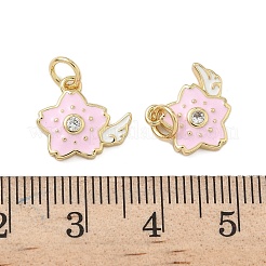 Brass Micro Pave Cubic Zirconia Pendants&nbsp;KK-P325-42G