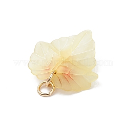 アクリルパーツ  ガラスビーズ  葉  レモンシフォン  24.5x23.5x2.5mm  穴：4.5mm&nbsp;PALLOY-JF04587