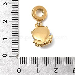 304ステンレススチール製キャットアイヨーディアンダングルチャーム  ジェットラインストーン付きタコの大きな穴ペンダント  イオンプレーティング（ip）  ゴールドカラー  ブルー  25mm  穴：4.5mm&nbsp;STAS-D153-20A-G