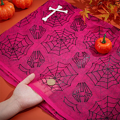 ハロウィーンテーマのポリエステルメッシュ生地  ウェディングドレスの衣服アクセサリー  スパイダーウェブ模様  濃いピンク  1580x0.1mm&nbsp;DIY-WH0589-86B