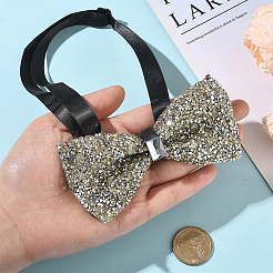 1Pc Polyester with Rhinestone Bow Ties for Bridegroom&nbsp;AJEW-SP0003-32E