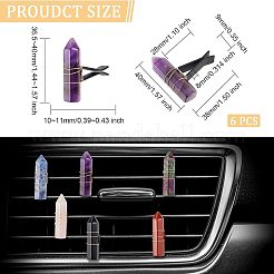 6Pcs Bullet Shape Natural Gemstone Car Air Vent Clips&nbsp;AJEW-PH00496-04