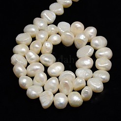 天然養殖淡水パールビーズ連売り  研磨両側  乳白色  8~9x5~7mm  穴：0.8mm  約46個/連  13.77インチ〜14.17インチ&nbsp;PEAR-L001-C-01