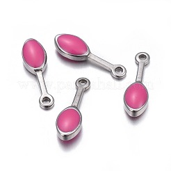 304ステンレススチールチャーム  エナメル  オーバル  ステンレス鋼色  ミックスカラー  13x4x3mm  穴：1mm&nbsp;STAS-D436-M