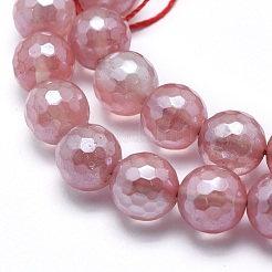 電気メッキチェリークォーツガラスビーズ連売り  ラウンド  多面カット  8mm  穴：1mm  約48~49個/連  15.1~15.5インチ（38.5~39.5cm）&nbsp;G-O164-04-8mm
