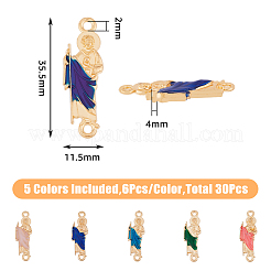 30Pcs 5 Colors Religion Zinc Alloy Enamel Connector Charms&nbsp;ENAM-FH0001-76