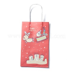 クリスマステーマクラフト紙ギフトバッグ  ハンドル付き  ショッピングバッグ  鹿の模様  13.5x8x22cm&nbsp;CARB-L009-A09
