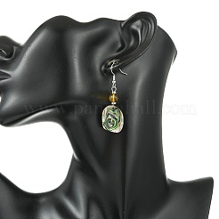 Natural Paua Shell Dangle Earrings&nbsp;EJEW-JE07429-02
