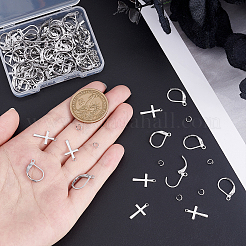 DIYクロスドロップイヤリング製作キット  304ステンレススチールフレンチフックピアス金具、チャーム、丸カンを含む  ステンレス鋼色  200個/箱&nbsp;DIY-UN0003-31