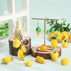30Pcs 10 Styles Fruit/Vegatable Theme Opaque Resin Pendants&nbsp;AJEW-TA0005-77