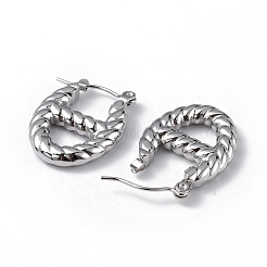 変色しない304ステンレススチール製オーバルフープピアス（女性用）  ステンレス鋼色  21x16x3.5mm  ピン：0.6mm&nbsp;EJEW-I284-20P