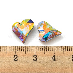 ガラスラインストーンカボション  ポイントバック＆バックメッキ  多面カット  ハート  エアーブルーオパール  13x12x5mm&nbsp;RGLA-M017-F02-202ST