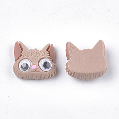 レジン子猫カボション  プラスチック付き  漫画猫の頭の形  バリーウッド  19.5x20.5~21x10mm&nbsp;CRES-S363-27