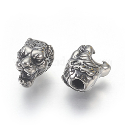 304ステンレススチールビーズ  虎  アンティークシルバー  11x8x9.5mm  穴：2.5mm&nbsp;STAS-E446-20AS