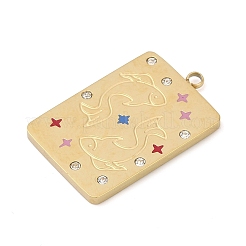 304 Stainless Steel Rhinestones Pendants&nbsp;STAS-D306-01G-L