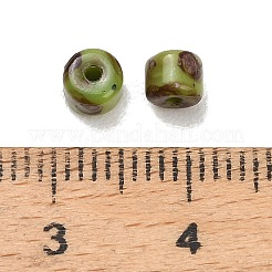 ピカソガラスシリンダーシードビーズ  丸い穴  黄緑  4~4.5x3.5~4mm  穴：1mm  約480個/袋&nbsp;GLAA-C044-01A