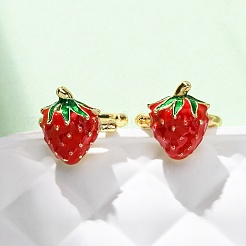 Brass Enamel Cuff Earrings&nbsp;EJEW-U062-01B-G