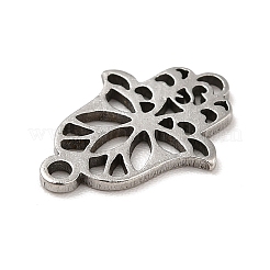 変色しない201ステンレススチールペンダント  ハムサの手のチャーム  ステンレス鋼色  14x10x1mm  穴：1.2mm&nbsp;STAS-E176-21P