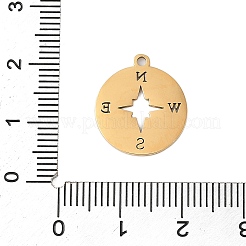 イオンプレーティング（IP）304ステンレスペンダント  レーザー切断  コンパス  18KGP本金メッキ  17x15x1mm  穴：1.4mm&nbsp;STAS-T044-236G-01