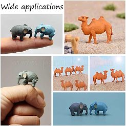 10個 2スタイル PVC動物人形装飾  3d象とラクダのプラスチック製の家の装飾品  家とマイクロランドスケープオーナメント用  ミックスカラー  16.5~42x14.5~25x13~40.5mm  5個/スタイル&nbsp;DJEW-AR0001-06