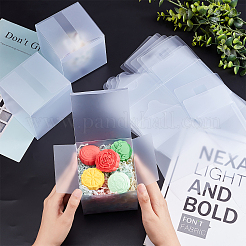 透明なプラスチックの箱  正方形  ホワイト  完成品：10x10x10cm  29.2x20x0.1cm&nbsp;CON-WH0092-09B