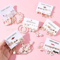 6Sets Alloy & Plastic Pearl Earring Sets&nbsp;EJEW-FS0001-25