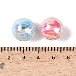 UVメッキカラーアクリルビーズ10個  プリントされたストレートホールラウンドビーズ  ミックスカラー  15x15mm  穴：3mm&nbsp;OACR-S146-01K