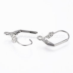 変色しにくい304ステンレススチールフレンチフックピアス金具  カン付き  ステンレス鋼色  19x11x5mm  穴：1.5mm  ピン：0.8mm&nbsp;STAS-G161-24P