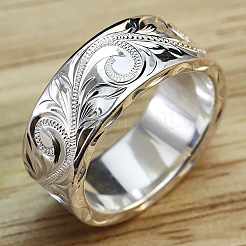 女性用の彫刻されたブドウの木の模様の真鍮の指輪  プラチナ  usサイズ10（19.8mm）&nbsp;FS-WGD177A-04
