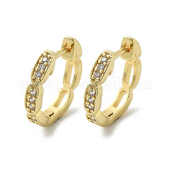 Oval Brass Micro Pave Clear Cubic Zirconia Hoop Earrings&nbsp;EJEW-D311-029G