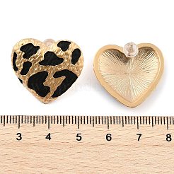 Leopard Print Brass Enamel Stud Earrings for Women&nbsp;EJEW-U055-15C-G