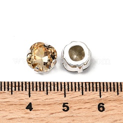 縫い付けラインストーン  ガラスラインストーン  sauqre  プラチナ真鍮の爪留め  ミックスカラー  9x9x6mm  穴：0.9mm&nbsp;RGLA-P070-07A-P