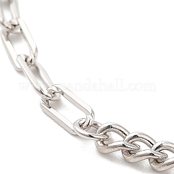 Rhodium Plated 925 Sterling Silver Curb Chain & Paperclip Chain Anklets&nbsp;AJEW-F162-002P