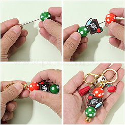 DIYケッチェーン作りキット  樹脂ビーズ入り  アクリルビーズ  フェイクスエードタッセルペンダント  シリコンビーズ  合金ペンダント＆クラスプ  304ステンレススチールリングとバービーズキーホルダー  真鍮ビーズ  ミックスカラー  20x18~19mm  穴：2~2.5mm&nbsp;DIY-BM0001-95