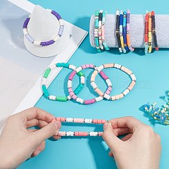 手作りポリマークレイヘイシビーズストレッチブレスレット  真鍮のビーズで  ミックスカラー  15個/袋&nbsp;BJEW-PH0004-09