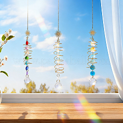 6Pcs 3 Styles Glass Teardrop Window Hanging Suncatchers&nbsp;HJEW-BM0001-48