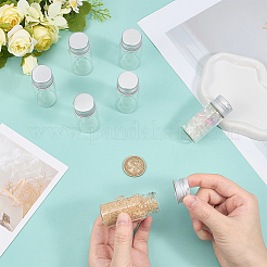 ガラスビーズコンテナ  コラム  プラチナアルミニウム蓋付き  透明  2.7x6.05cm  容量：14ml（0.47fl.oz）&nbsp;AJEW-WH0596-170B