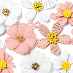 24個6スタイルスプレー塗装合金ペンダント  花/デイジー＆花  ミックスカラー  20.5~25x16.5~22x4~6mm  穴：1.8~2mm  4個/スタイル&nbsp;FIND-LS0001-70