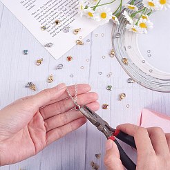 DIY ハート 誕生石 チャーム ネックレス メイキング キット  304ステンレススチールラインストーンチャームを含む  鉄のアズキチェーンとロブスタークロウクラスプ  ミックスカラー  8.2x7.2x3.2mm  穴：1mm&nbsp;DIY-SZ0009-31