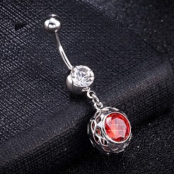 Brass Cubic Zirconia Navel Ring&nbsp;AJEW-EE0004-40A-P