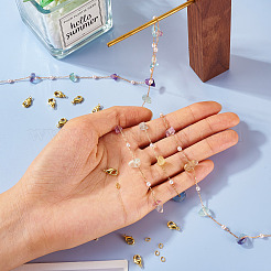 DIYネックレスジュエリーキット  天然アメジストチップとABSプラスチック模造真珠ビーズチェーンを含む  3mm  5~15x5~5.5x2~6mm  3 M&nbsp;DIY-TA0010-60
