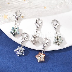 Copper Wire Wrapped Electroplated Glass Star Pendant Decoration&nbsp;HJEW-JM01487-01