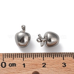 変色しない304ステンレススチールチャーム  3Dリンゴチャーム  ステンレス鋼色  11x8mm  穴：1.6mm&nbsp;X-STAS-M323-53P