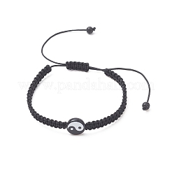 2Pcs 2 Color Acrylic Yin Yang Braided Bead Bracelets Set&nbsp;BJEW-JB09406